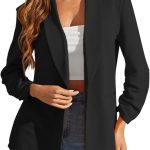 Blazer d'automne et d'hiver pour femme Élégante tenue d'affaires Blazer court Couleur unie