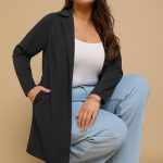 Blazer Long Noir Léger | Yours Clothing