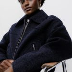 Blouson court zippé Femme Marine
