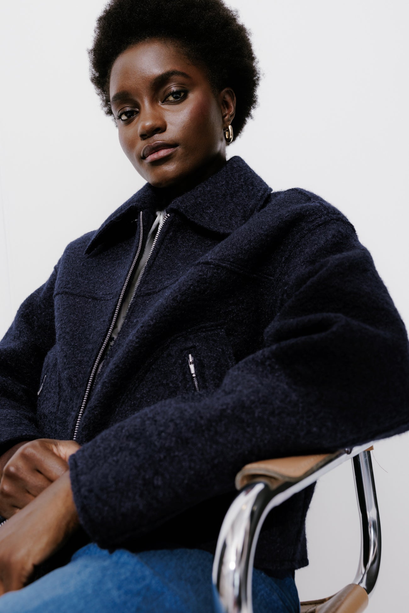 blouson-femme-762qki-1.jpg Blouson court zippé Femme Marine – Image 1