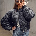 Blouson bomber matelassé pour femme noir Bolf J9089