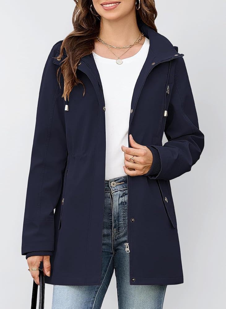 blouson-pour-femme-854hwm-1.jpg CMTOP Veste Femme mi Saison Léger Décontracté Blouson Fermeture éClair Veste Chic et Élégante, Hydrofuge Jacket à Manches Longues Parka avec Multi Poches Pour Printemps Automne Été(Bleu Marine,S) : Amazon.fr: Mode – Image 1