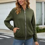 Blouson pour femme Couleur unie Veste de survêtement avec col universitaire Veste de sport légère et décontractée avec fermeture éclair Sans capuche Veste de transition Sweat à capuche : Amazon.fr: Mode