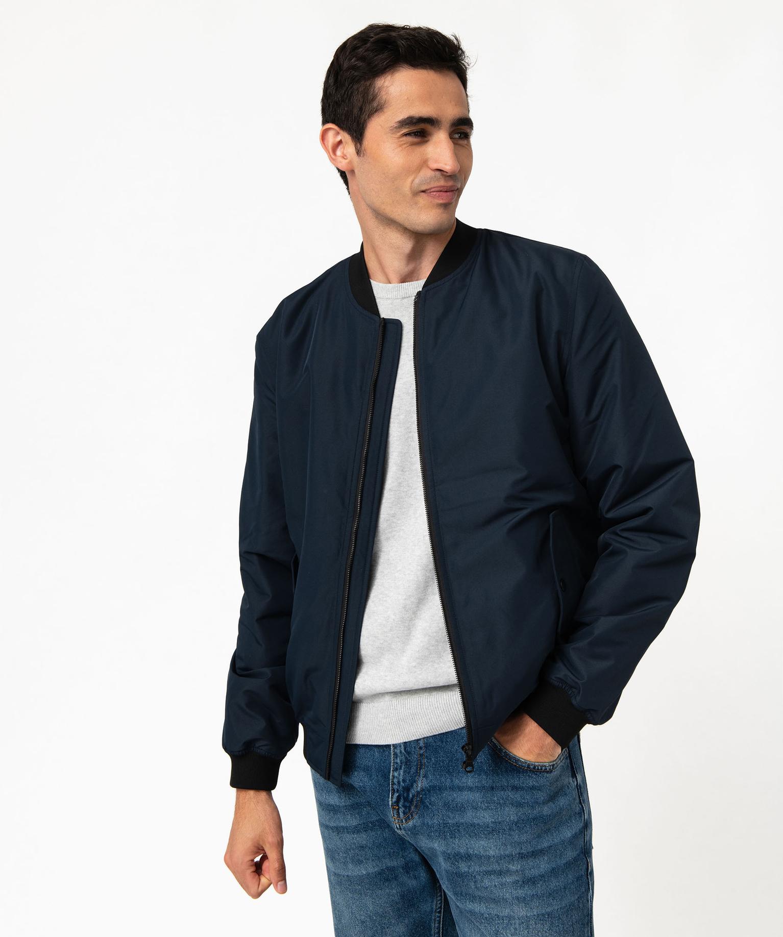 bombers-homme-503fzi-1.jpg Blouson zippé style bombers homme bleu marine | GEMO – Image 1