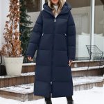 Vancavoo Manteau Femme Hiver Doudoune Longue Manteaux à Capuche | Parka Matelassé Chaud avec Zip Double Curseur, Fentes Zippées à l'Ourlet et Poches Latérales,Bleu marine,S : Amazon.fr: Mode