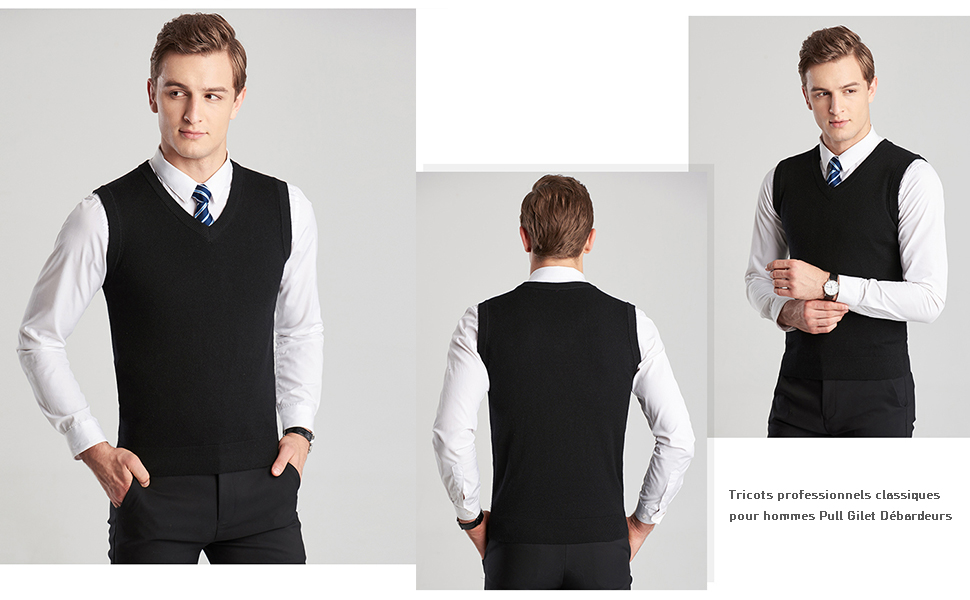 gilet-homme-sans-manche-467lat-1.jpg KTWOLEN Homme Gilet en Laine Unie Col V Wool Pull sans Manche Automne Col V Gilet Classique Gentleman Tricots Cardigans Débardeurs, A Bleu, XS : Amazon.fr: Mode – Image 1