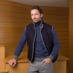 Gilet sans manches en flanelle quilted navy gris AALLARD de Megève