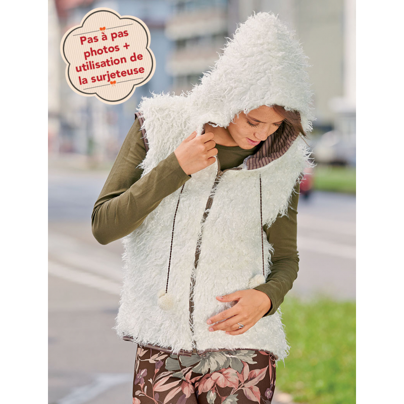 gilet-sans-manche-924ktc-1.jpg Modèle Gilet sans manches à capuche Moutonneux – Image 1