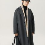 Manteau Homme en Laine Mélangée Mi Long avec Coupe Ample et Longueur Genou