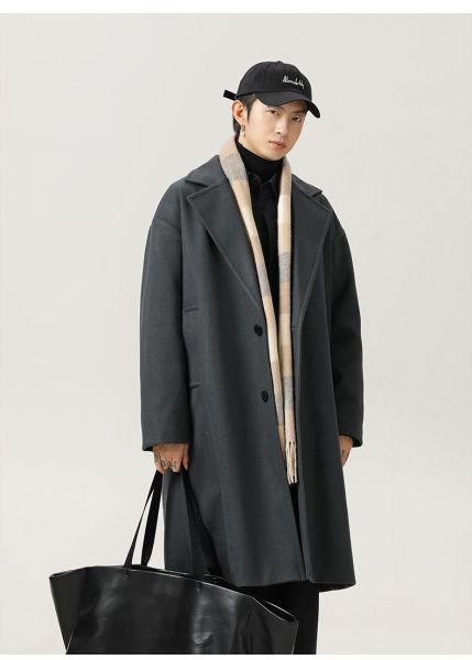 long-manteau-homme-178upl-1.jpg Manteau Homme en Laine Mélangée Mi Long avec Coupe Ample et Longueur Genou – Image 1