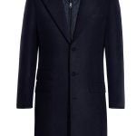 Manteau homme long Bleu marine à revers en pointe