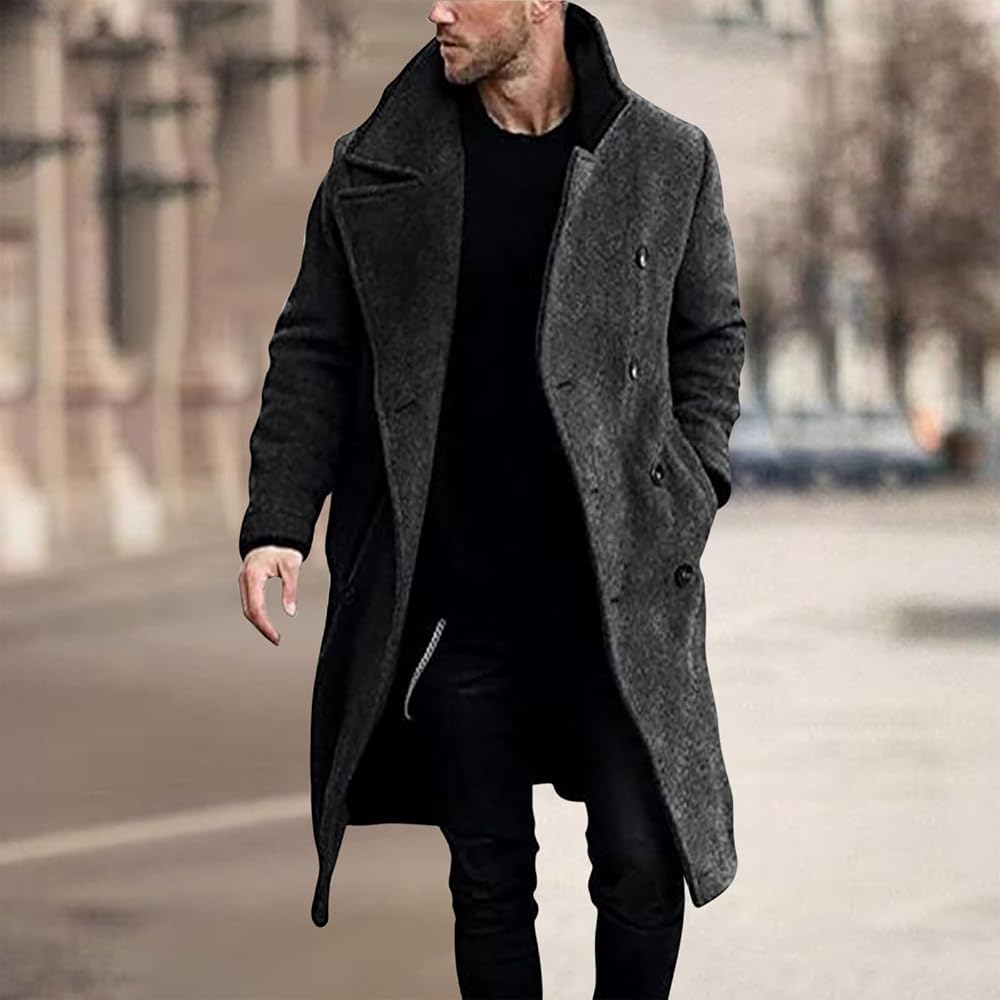 long-manteau-homme-502ofd-1.jpg Susenstone Manteau Homme Mi Long en Laine Hiver Chaud Trench Coat Classique Pardessus Parka Mode col Veste Slim Fit Manteaux Habillé Nouveaux Styles d'automne et d'hiver : Amazon.fr: Mode – Image 1