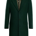 Manteau homme long Vert Forêt melange avec les fils contrastés