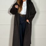 Manteau en Laine Artisanal à Capuche Amovible Création Fait Main Femme