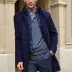 Manteau homme élégant Windsor en laine & cachemire marine Curling