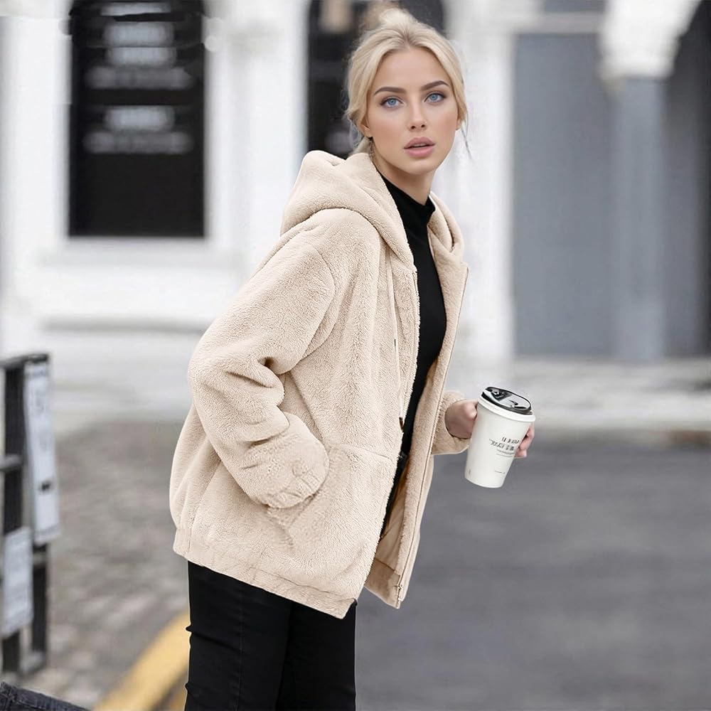 polaire-veste-femme-268gzd-1.jpg Veste Sherpa Hiver Femme Zippé Manteau En Polaire Fine Soft Blouson Chic Et Elegant À Manches Longues Sweat Décontracté Baggy Avec Poches Hoodies Couleur Unie Mode Veste Coupe Ajustée D'Intérieur : – Image 1