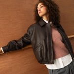 Blouson court coupe large en cuir imitation femme marron | GEMO