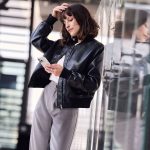 Blouson court en synthétique imitation cuir femme noir | GEMO