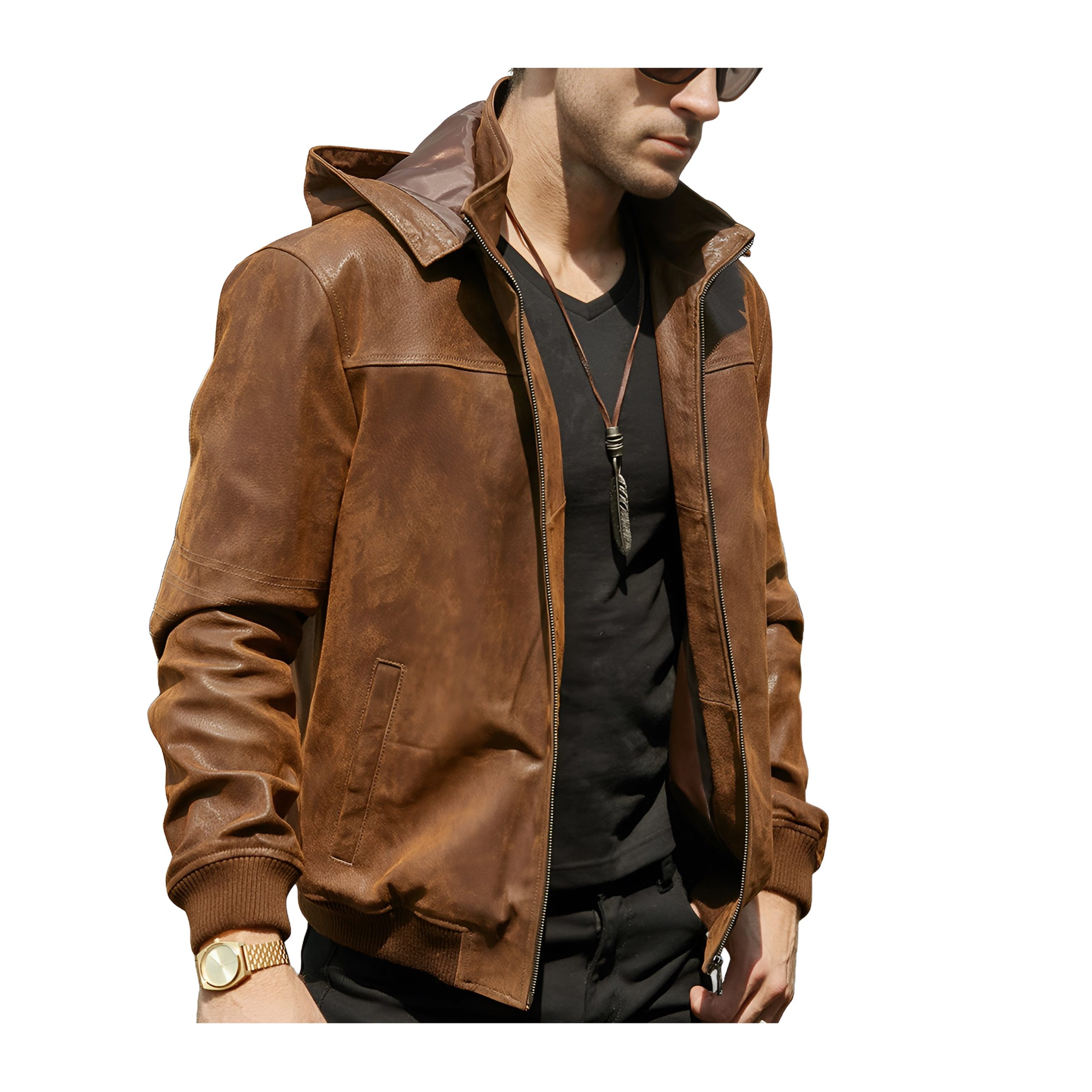 vest-en-cuir-homme-173dag-1.jpg Blouson Cuir Capuche Homme | Cuir Aviateur – Image 1