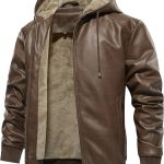 Uusollecy Veste Cuir Homme avec Capuche Doublure Chaude en Cuir Synthétique et Coupe Vent Style Moto avec Fermeture Éclair,Marron,S : Amazon.fr: Mode