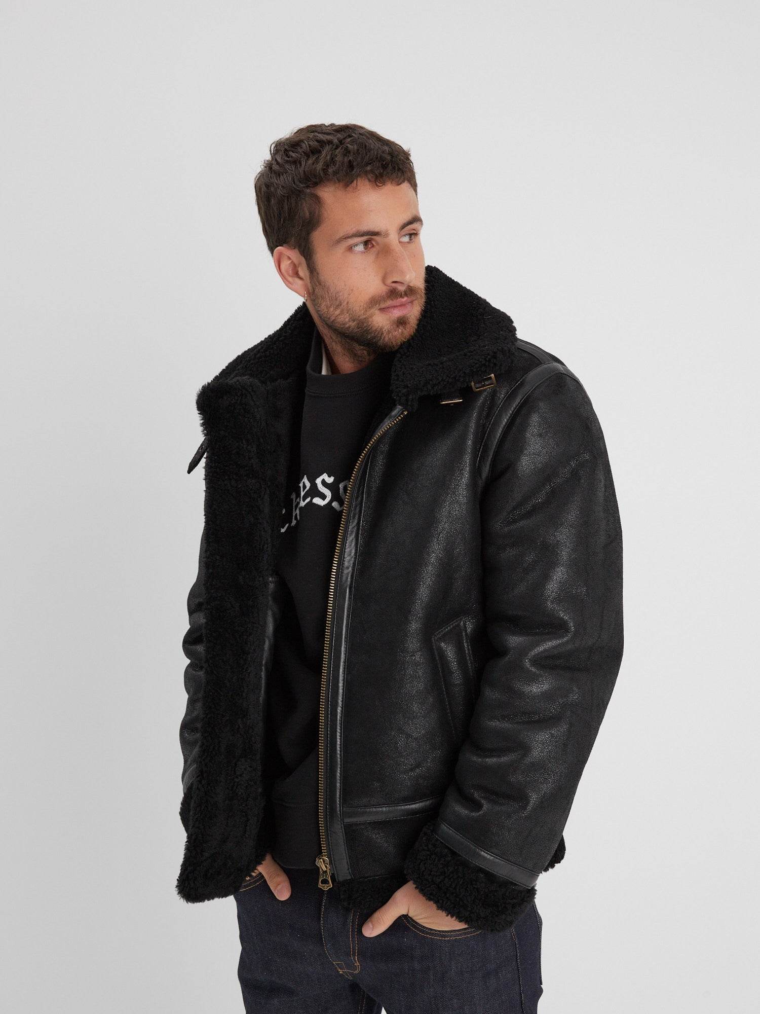 vest-en-cuir-homme-771gja-1.jpg Bombardier Blouson aviateur cuir homme – Image 1
