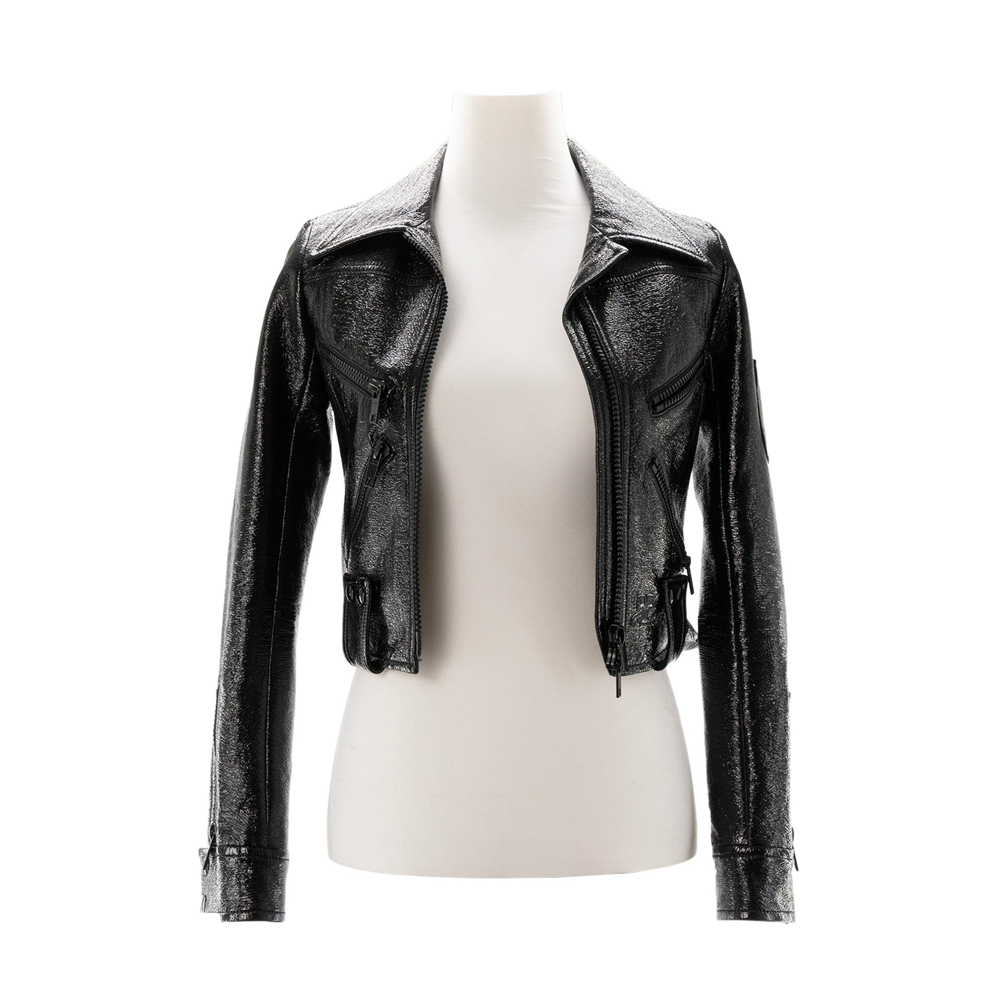 veste-courreges-342pla.jpg COURRÈGES Veste Courrèges en vinyle noir (T34) d'occasion – Image 1