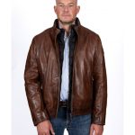 Veste en cuir d'agneau marron homme MILESTONE KOZHA
