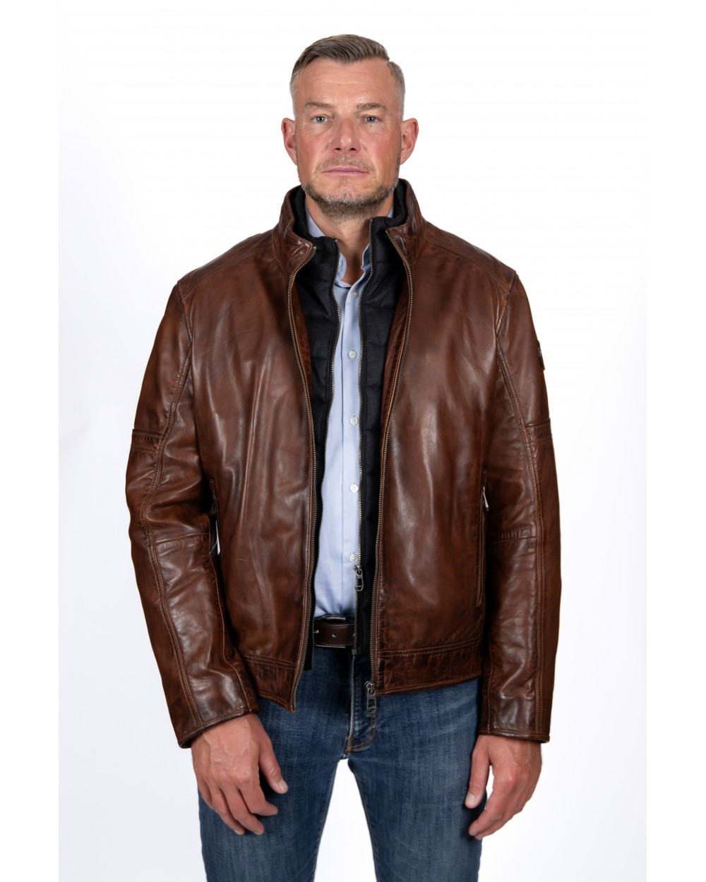 veste-cuir-315inq-1.jpg Veste en cuir d'agneau marron homme MILESTONE KOZHA – Image 1
