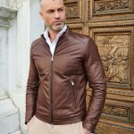D'Arienzo Veste Cuir Brun Foncé en Agneau Veritable Moto Motard Blouson Made in Italy Ted 50/L/Marron foncé : Amazon.fr: Mode