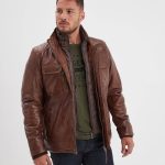 Crowell Veste vintage cuir homme