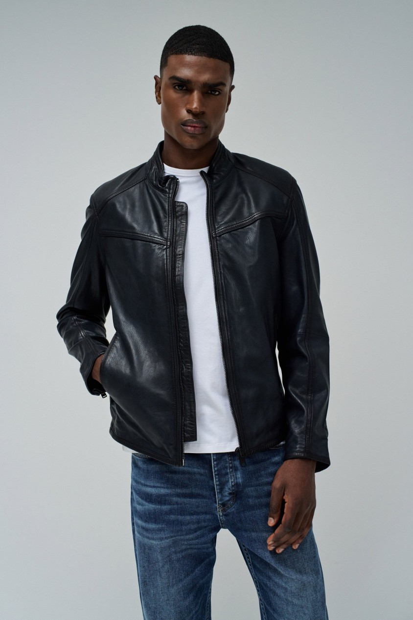 veste-cuir-826ghj-1.jpg VESTE EN CUIR REGULAR SALSA JEANS – Image 1