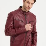 Veste simili cuir bordeaux Homme MATHEO | Kymaxx