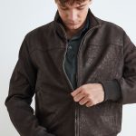 Veste en cuir homme Marron foncé Il Lanificio
