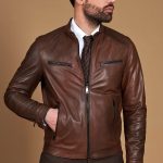 Veste cuir homme blouson cuir moto vintage veste cuir marron Hamilton
