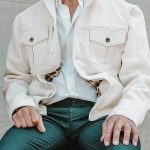 LeNuméro 1 Craie veste cuir nubuck homme Beige | PAUL MARIUS