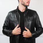 Blouson Milano Cuir d'agneau Noir Homme style motard