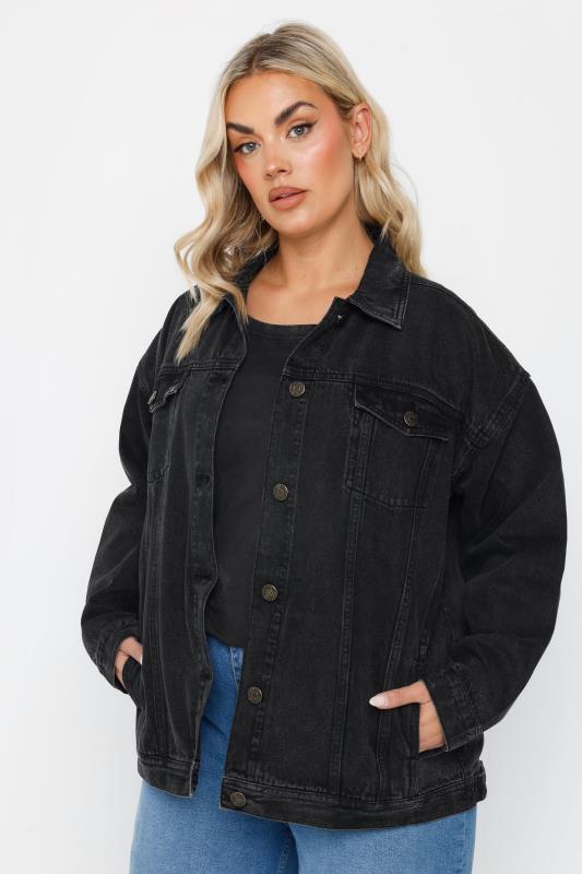 veste-en-jean-536rcg-1.jpg YOURS Veste en Jean Oversize Noire à Poches | Yours Clothing – Image 1