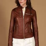 Blouson cuir femme veste cuir vintage blouson cuir marron Giulia | D'Arienzo