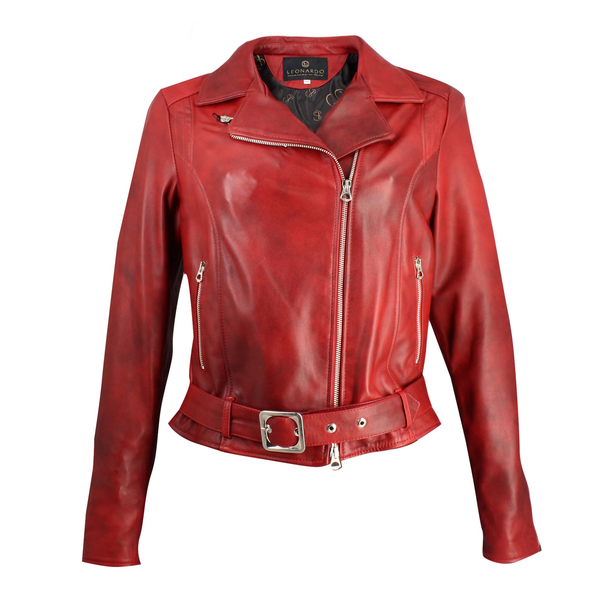 veste-femme-en-cuir-913apv-1.jpg Veste en cuir rouge à double boutonnage pour femme Rosso / 38 – Image 1