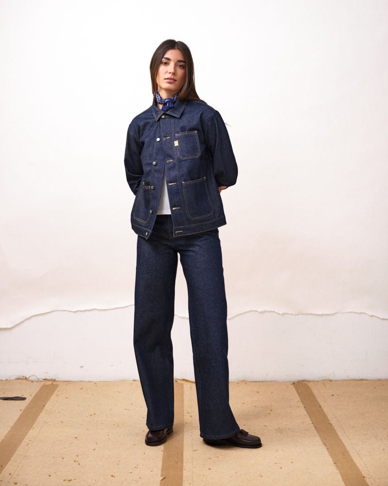 veste-femme-en-jean-815hnu-1.jpg Veste Juliette chevrons bleu brut | DAO – Dao Davy – Image 1