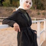 Veste longue style manteau pour femme (Vetement saison automne hiver) Couleur noir