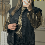 veste en jean noire femme