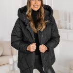 Femme Blouson d'hiver matelassée à capuche Noir Bolf 5M3175