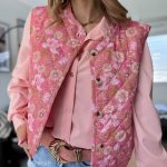 veste gilet sans manches matelassé fleuri patchwork