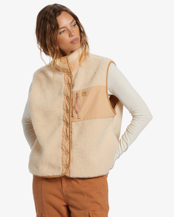 veste-femme-sans-manche-526dyj-1.jpg Hike Up Veste sans manches en sherpa Beige Femme | Billabong – Image 1