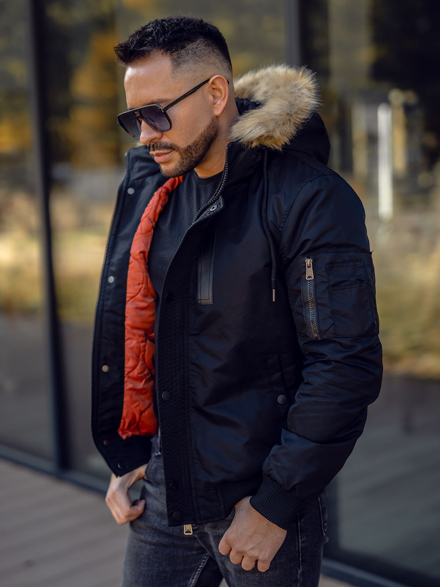 veste-hivers-homme-968gti-1.jpg Blouson d'hiver pour homme noir Bolf 2129 – Image 1