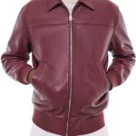 Blouson en cuir cuir d'agneau lisse bordeaux M3GRED GL01 C014 Blouson en cuir Homme