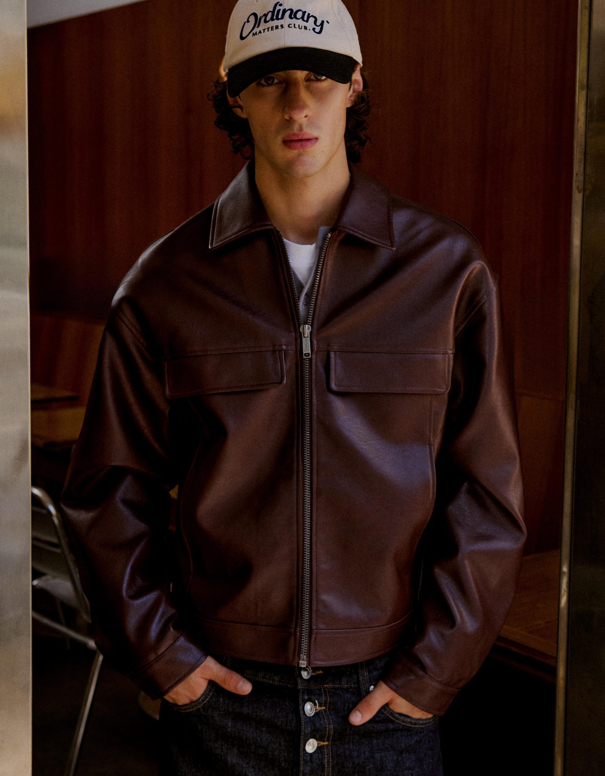 veste-homme-cuir-451iez-1.jpg Blousons et vestes pour homme | Bershka – Image 1