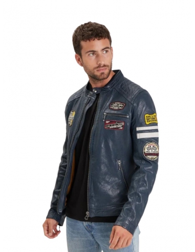 veste-homme-cuir-768rro-1.jpg Blouson motard en cuir homme Daytona bleu Pallas Cuir – Image 1