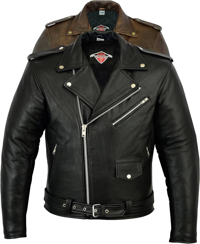 veste-homme-en-cuir-323ozc-1.jpg Amazon.fr : Texpeed Veste moto cuir homme homologué avec protections Perfect Marlon Brando rétro Chopper blouson Avec protection véritable biker ... – Image 1